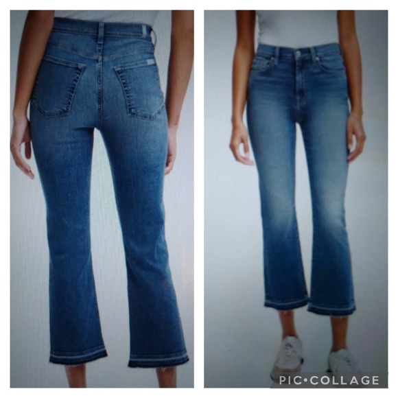 7 For All Mankind Blue Ankle & Cropped Jeans - Picture 1 of 10